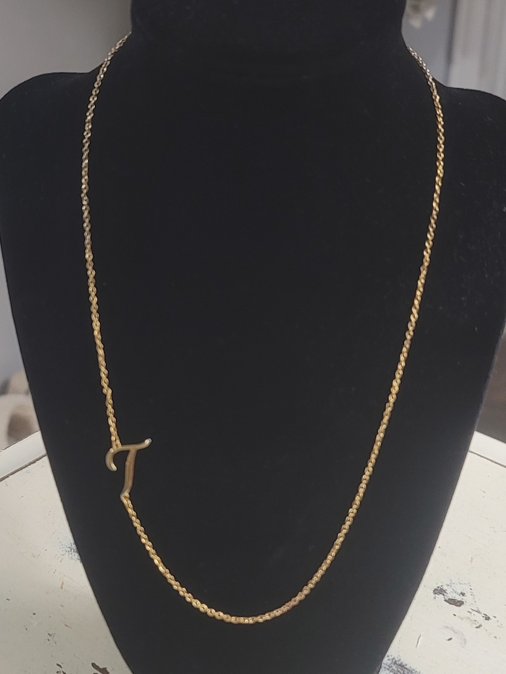 Gold-Color Rope Chain Necklace with 'T' Initial Charm